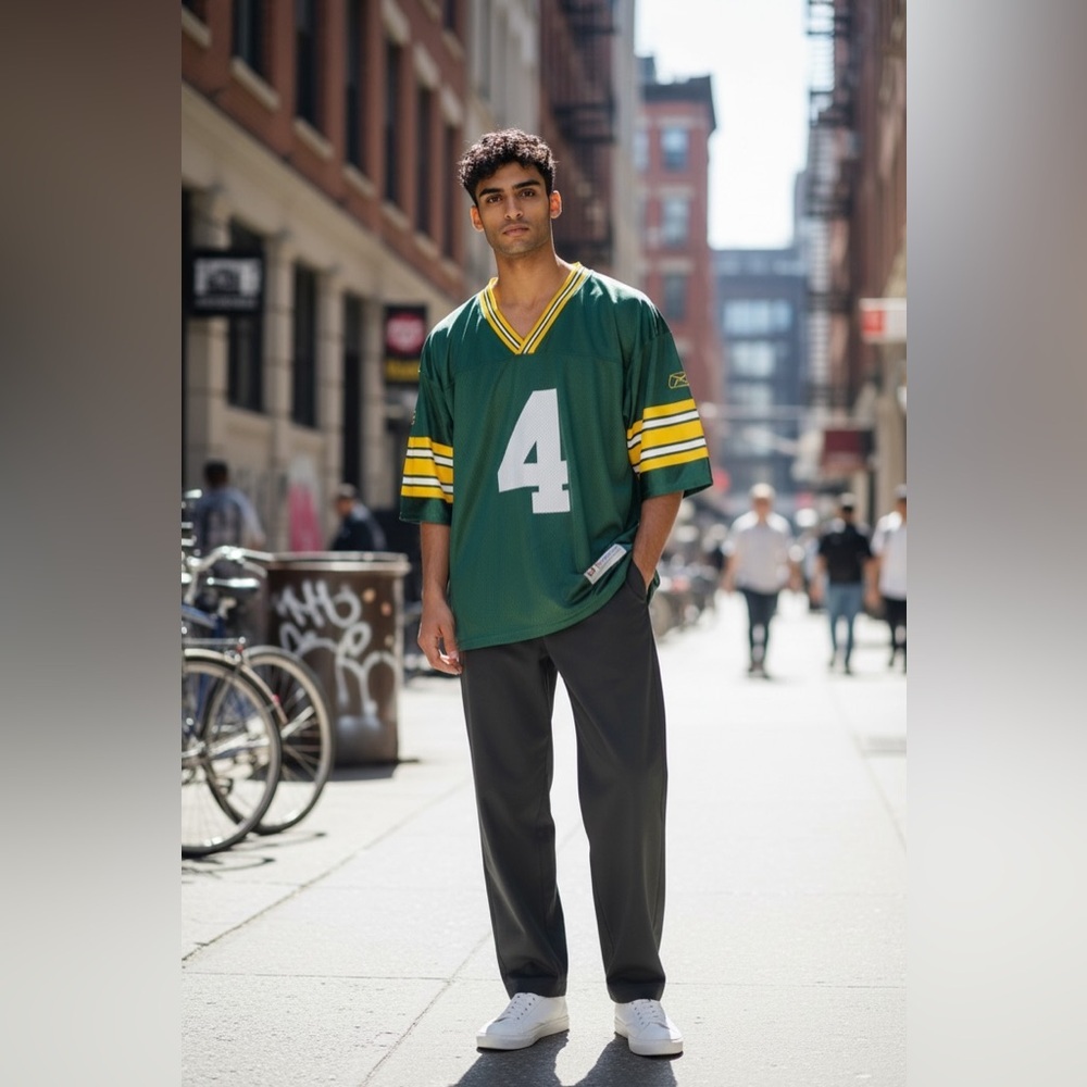 10. Vintage Logo Athletic Green Bay Packers 4 Brett Favre Jersey Men NFL SIZE L